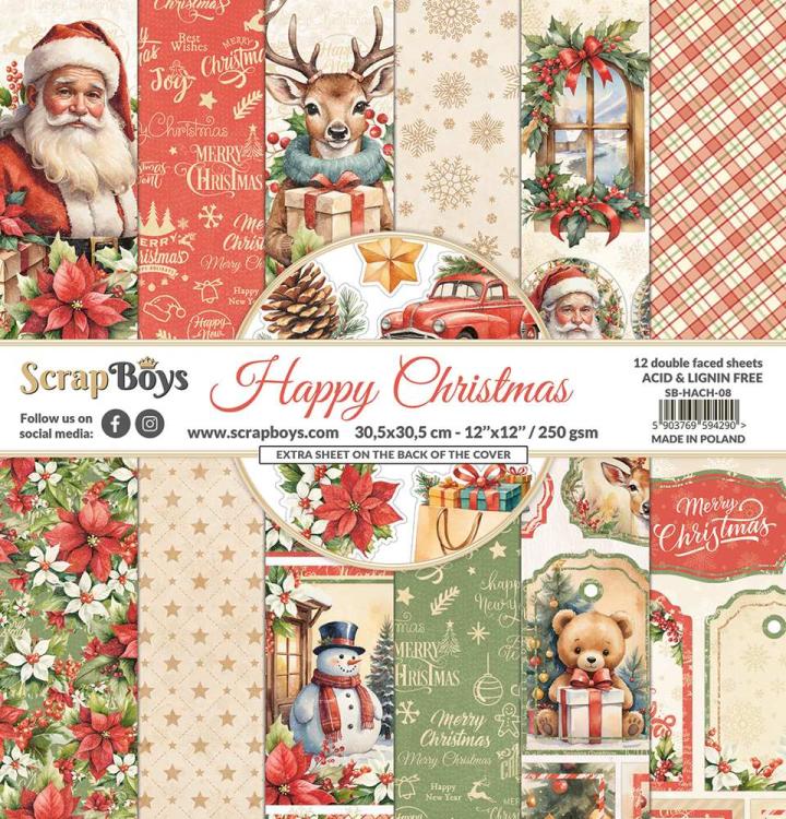 ScrapBoys Happy Christmas 12x12 Inch Paper Pad