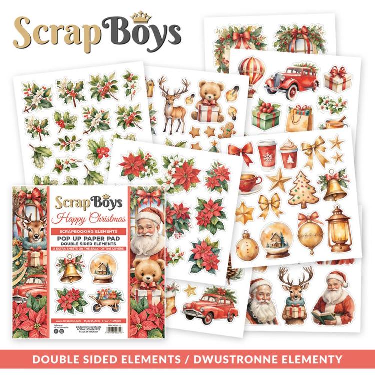 ScrapBoys Happy Christmas 6x6 Inch Pop Up Paper Pad