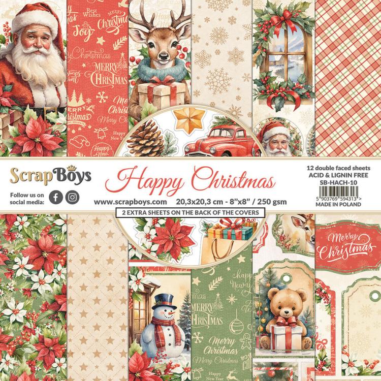 ScrapBoys Happy Christmas 8x8 Inch Paper Pad