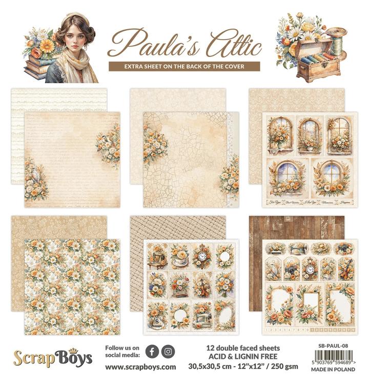 ScrapBoys Paula's Attic 12x12 Paper Pad