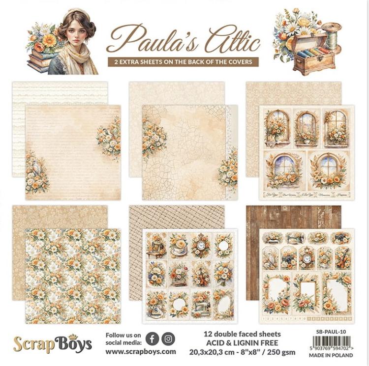 ScrapBoys Paula's Attic 8x8 Paper Pad