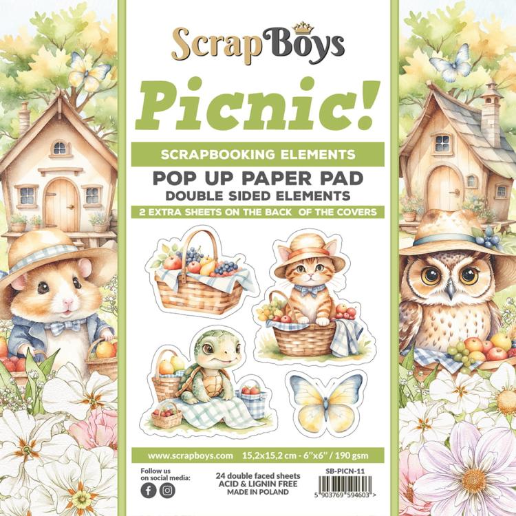 ScrapBoys Picnic! 6x6 Inch Pop Up Paper Pad