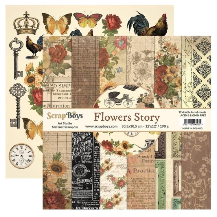 ScrapBoys 12x12 Paper Pack Flowers Story