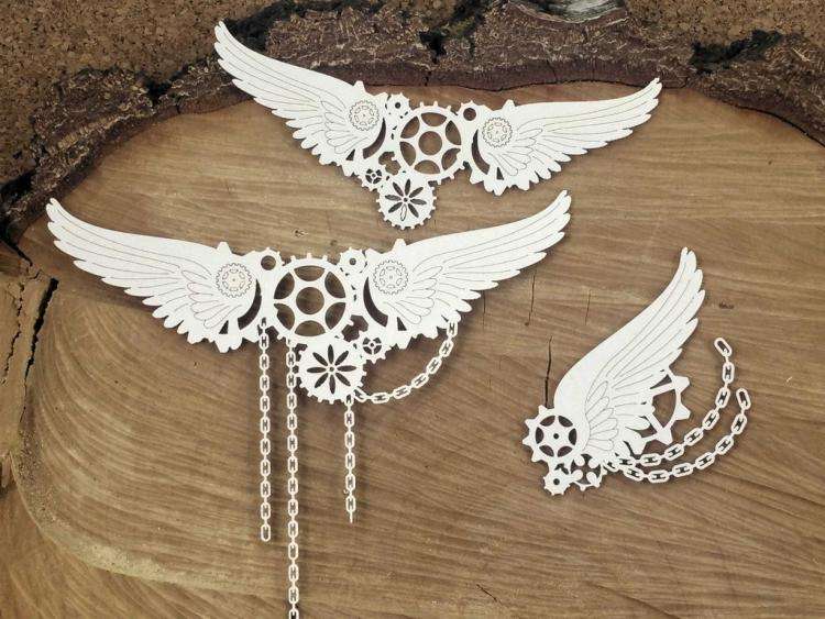 Scrapiniec Chipboard Big Chained Wings #4750