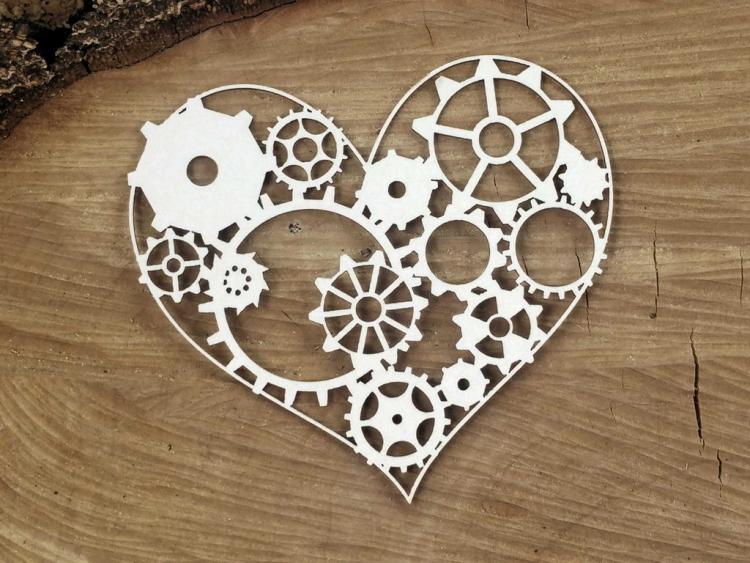 Scrapiniec Chipboard Gear Heart #4756