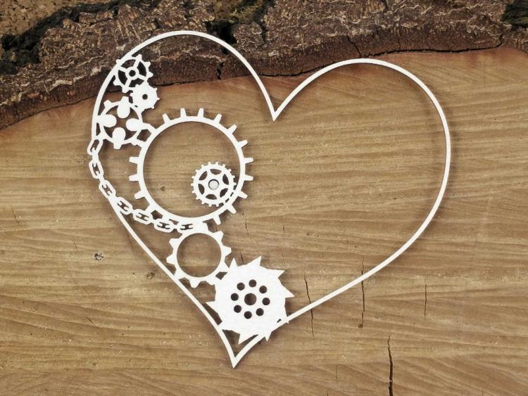 Scrapiniec Chipboard Half Gear Heart #4755