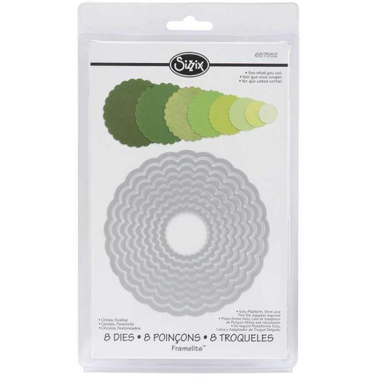 Sizzix Framelits Die Set 8PK Scallop Circles #657552