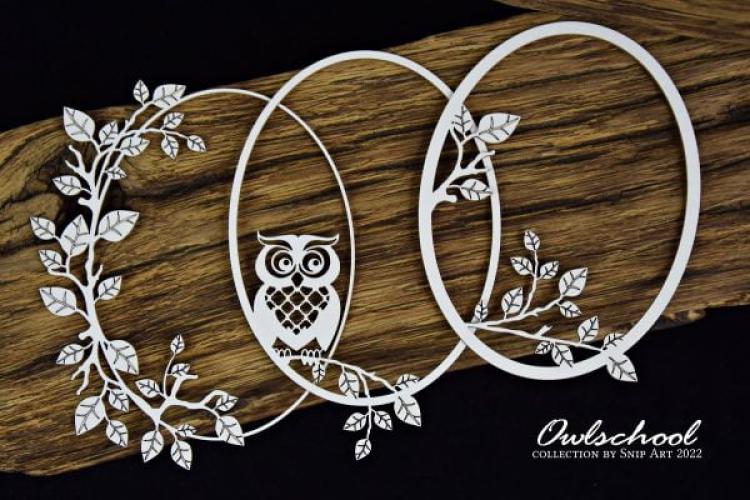 SnipArt Chipboard Owlschool Multilayer Frame Oval #35198