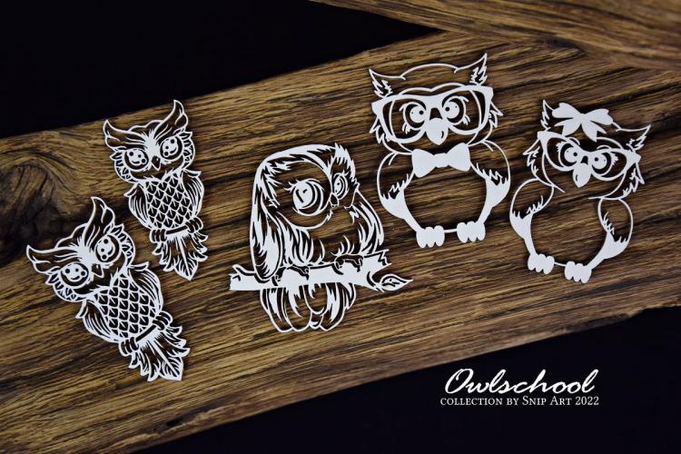 SnipArt Chipboard Owlschool Openwork Owls #25181