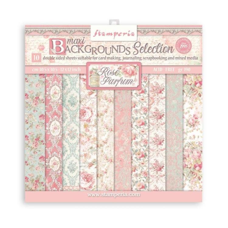 Stamperia 12x12 Paper Pad Maxi Background Rose Parfum SBBL126