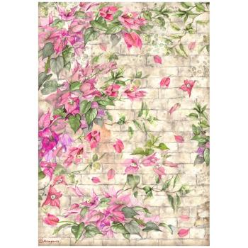 Stamperia A4 Reispapier Blue Dreams Bougainvillea DFSA4739