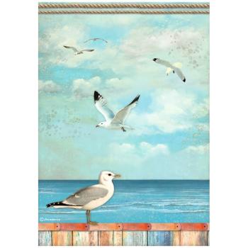 Stamperia A4 Reispapier Blue Dreams Seagulls DFSA4747