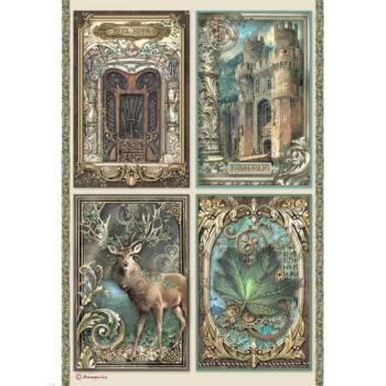 Stamperia A4 Reispapier Magic Forest Cards DFSA4751