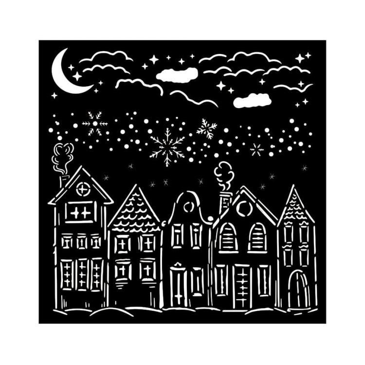 Stamperia Classic Christmas Thick Stencil 18x18cm Houses KSTDQ110