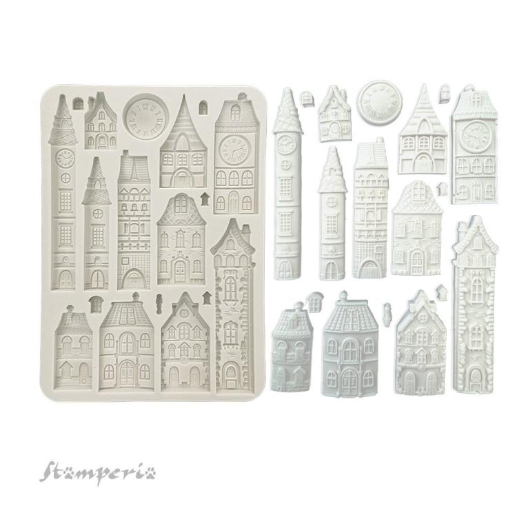 Stamperia Gear up for Christmas A5 Silicone Mould Cozy Houses KACMA531