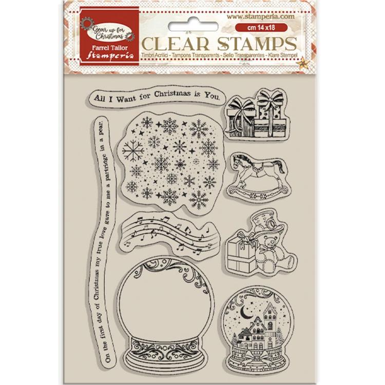 Stamperia Gear up for Christmas Clear Stamps Snowglobes #WTK197