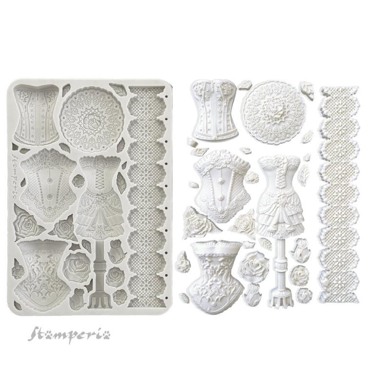 Stamperia Old Lace A5 Silicone Mould Mannequins and Corsets KACMA543