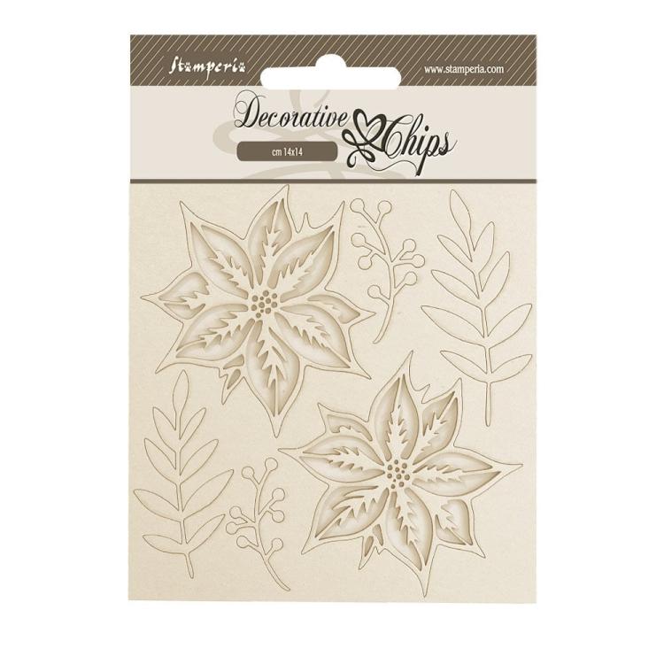 Stamperia The Nutcracker Decorative Chips Poinsettia #230