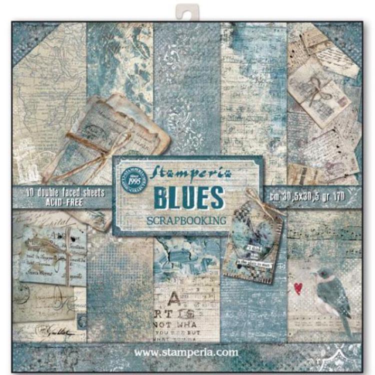 Stamperia 12x12 Paper Pad Blues #SBBL26