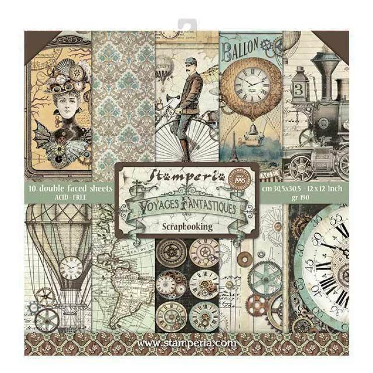 Stamperia 12x12 Paper Pad Voyages Fantastiques #SBBL53