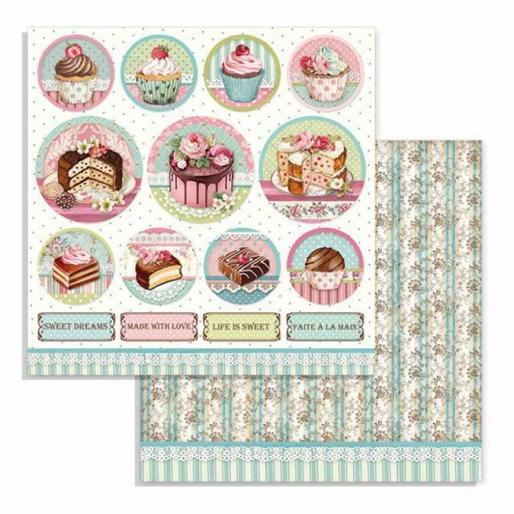 Stamperia 12x12 Paper Set Sweety Mini Cakes #SBB737