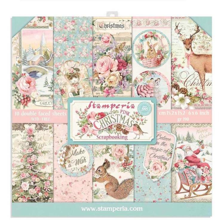 Stamperia 6x6 Paper Pad Pink Christmas #SBBXS07