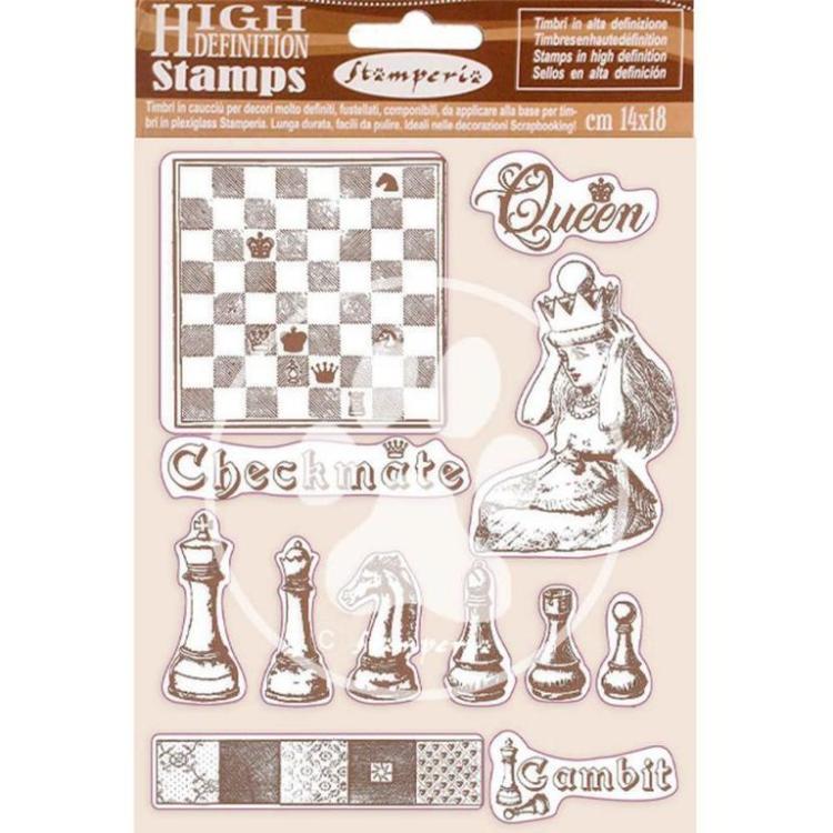 Stamperia Rubber Stamp Alice Checkmate #WTKCC204