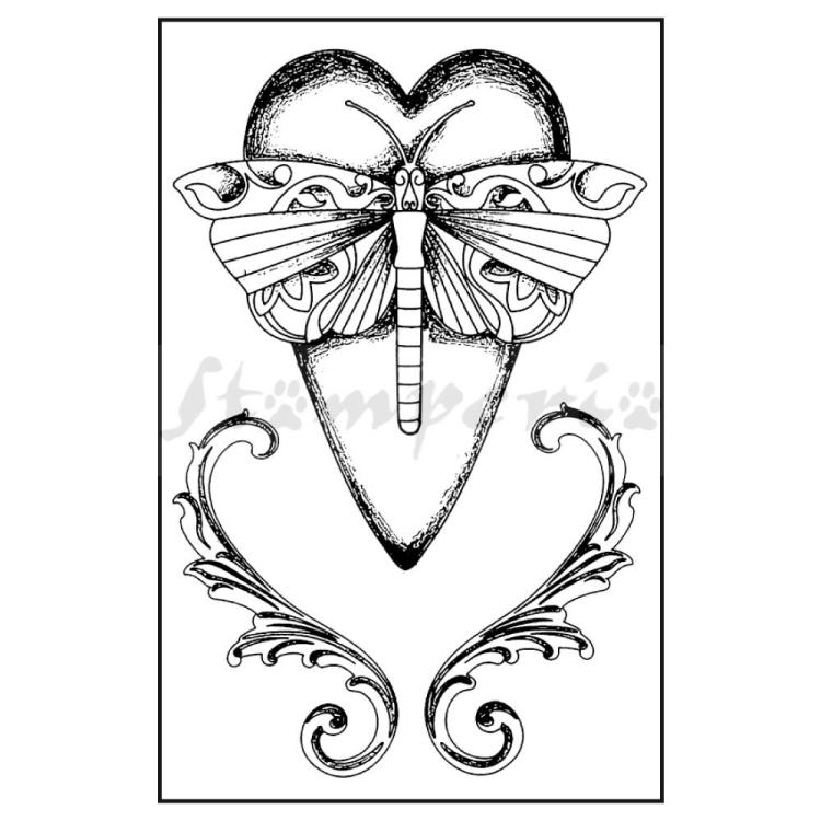 Stamperia Rubber Stamp Dragonfly Heart