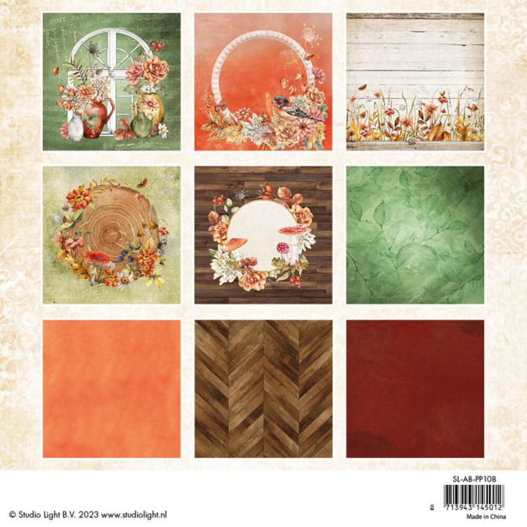 Studio Light Autumn Bouquets 6x6 Inch Paper Pad Deep Forest #108