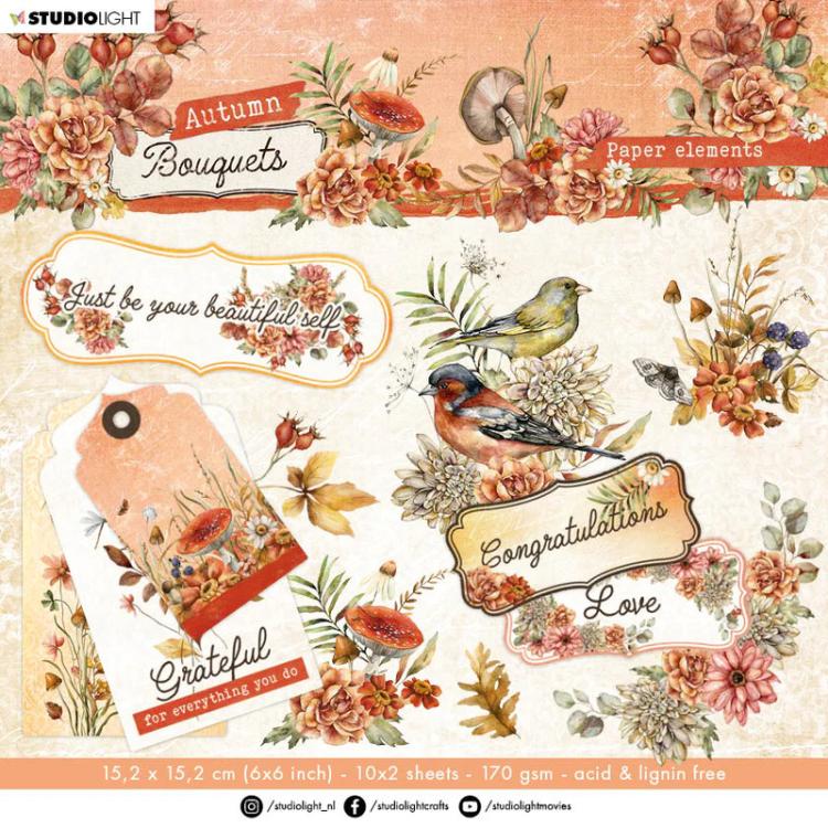 Studio Light Autumn Bouquets 6x6 Paper Elements Die-Cut Block