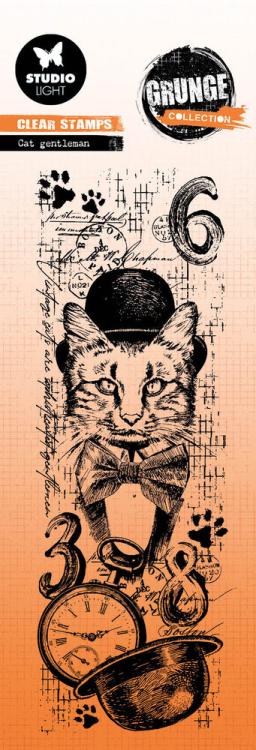 Studio Light Cat Gentleman Grunge Stamps #511