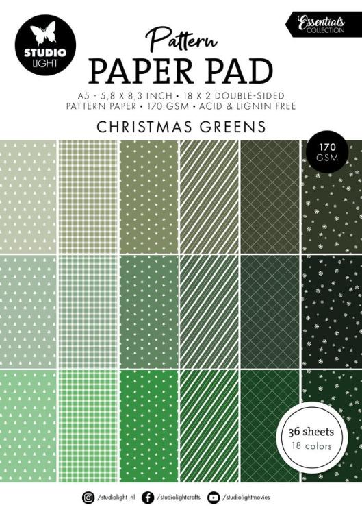 Studio Light Christmas Greens A5 Essentials Unicolor Paper Pad #206