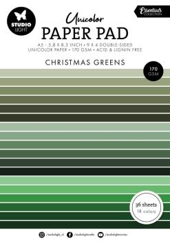 Studio Light Christmas Greens A5 Essentials Unicolor Paper Pad #206