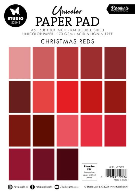 Studio Light Christmas Reds A5 Essentials Unicolor Paper Pad #205