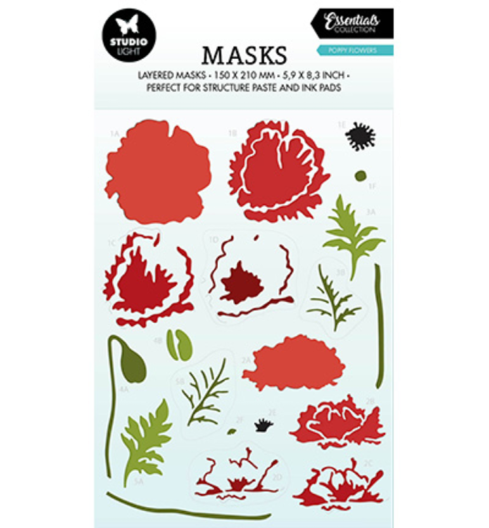 Studio Light Essential Mask Stencil Poppy Flowers #196