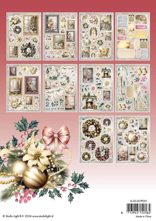 Studio Light Romantic Christmas A5 Die-Cut Designer Paper Pad #201