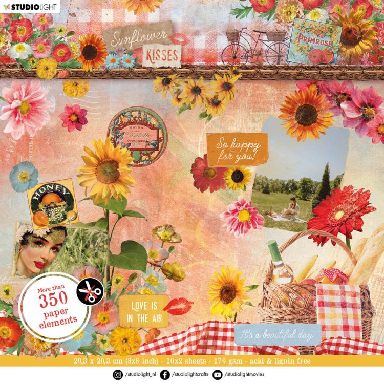 Studio Light Sunflower Kisses 8x8 Inch Die Cut Pad Elements