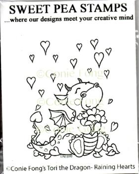 Sweet Pea Stamps Tori the Dragon Raining Hearts