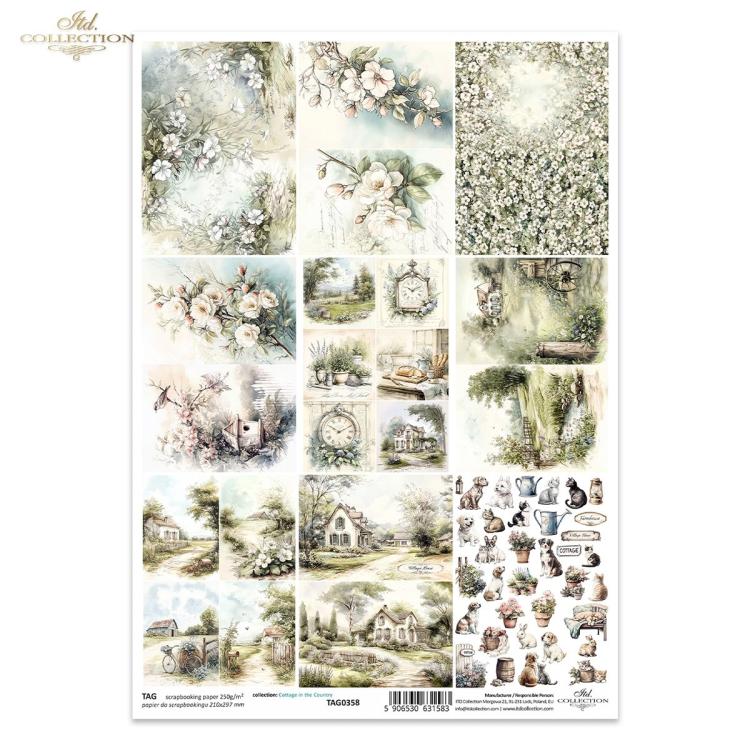 TAG0358 ITD Collection Cottage in the Country A4 Scrapbooking Paper