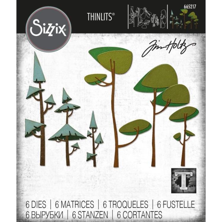 TH Thinlits Dies 6Pk Set Funky Trees  #665217