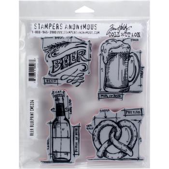 Tim Holtz Cling Rubber Stamp Set Beer Blueprint