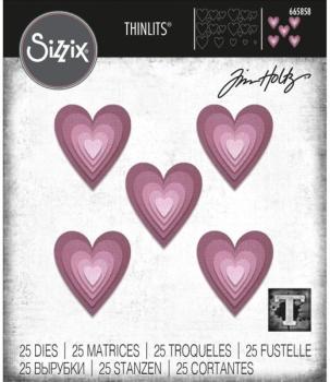 Tim Holtz Framelits Dies 25Pk Stacked Tiles Hearts #665858