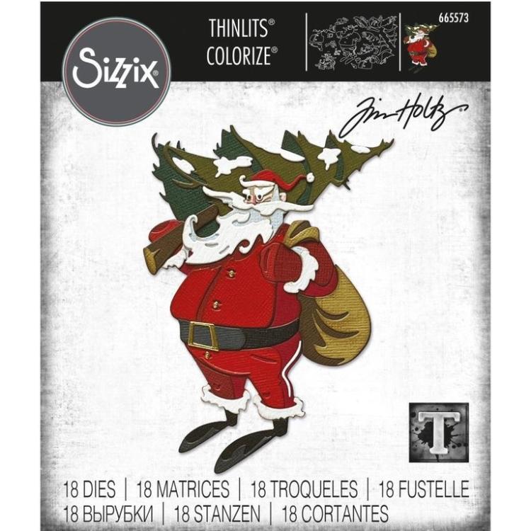 Tim Holtz Thinlits Colorize Dies 18PK Woodland Santa #665573