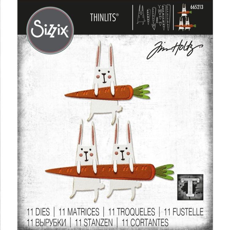 Tim Holtz Thinlits Dies 11Pk Set Carrot Bunny #665213