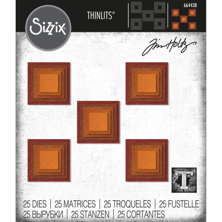 Tim Holtz Thinlits Dies 25Pk Stacked Squares #664438