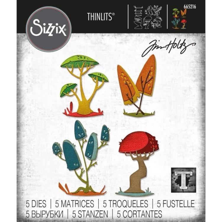 Tim Holtz Thinlits Dies 5Pk Set Funky Toadstools #665216