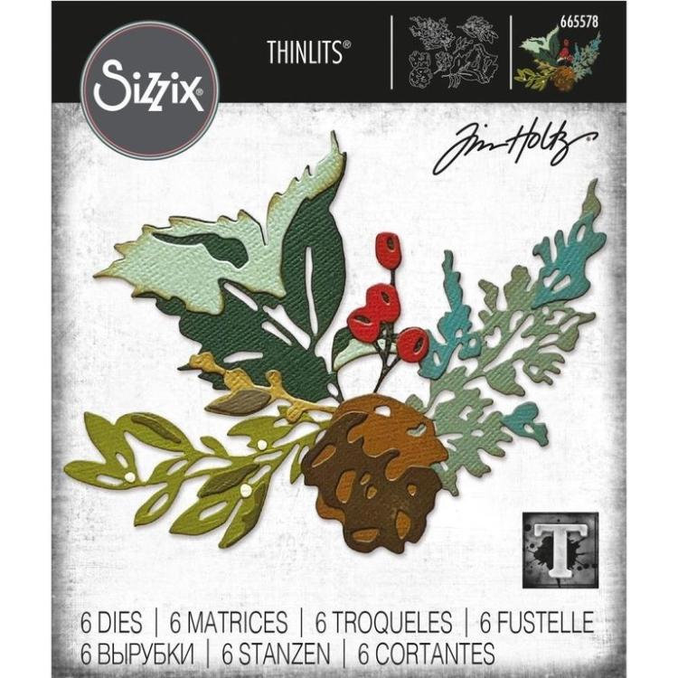 Tim Holtz Thinlits Dies 6Pk Holiday Brushstroke #665578