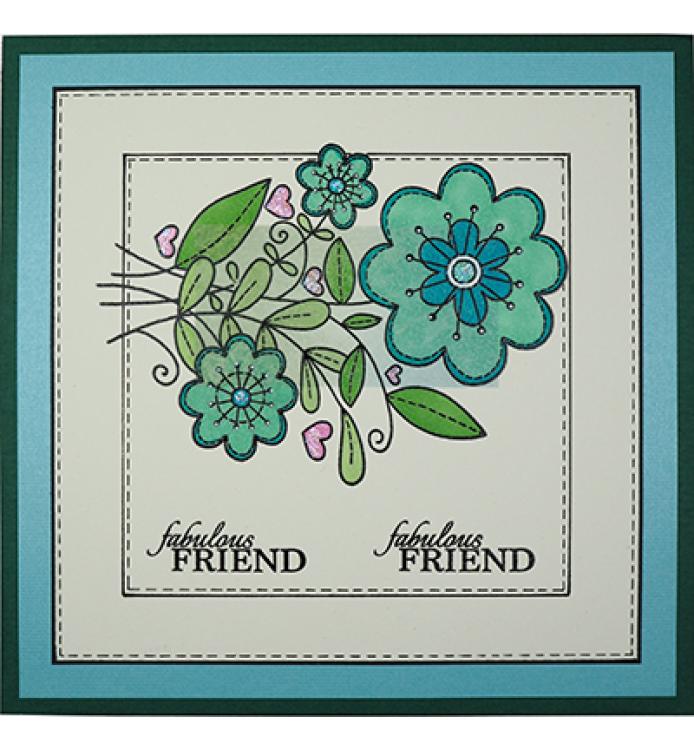 Woodware Clear Stamp Stitched Flowers JGS593