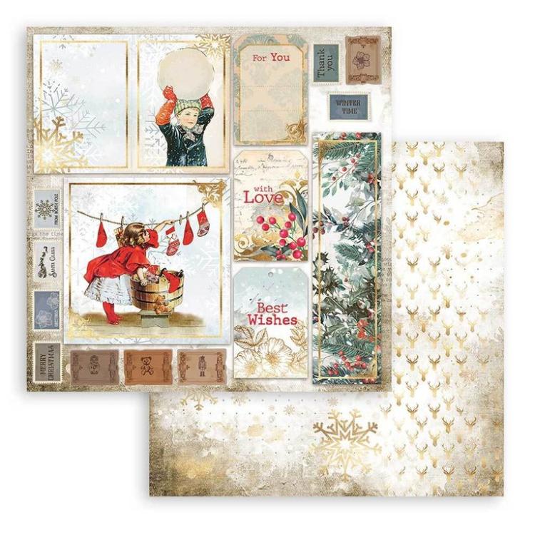 Stamperia 12x12 Paper Pad Romantic Christmas #SBBL96