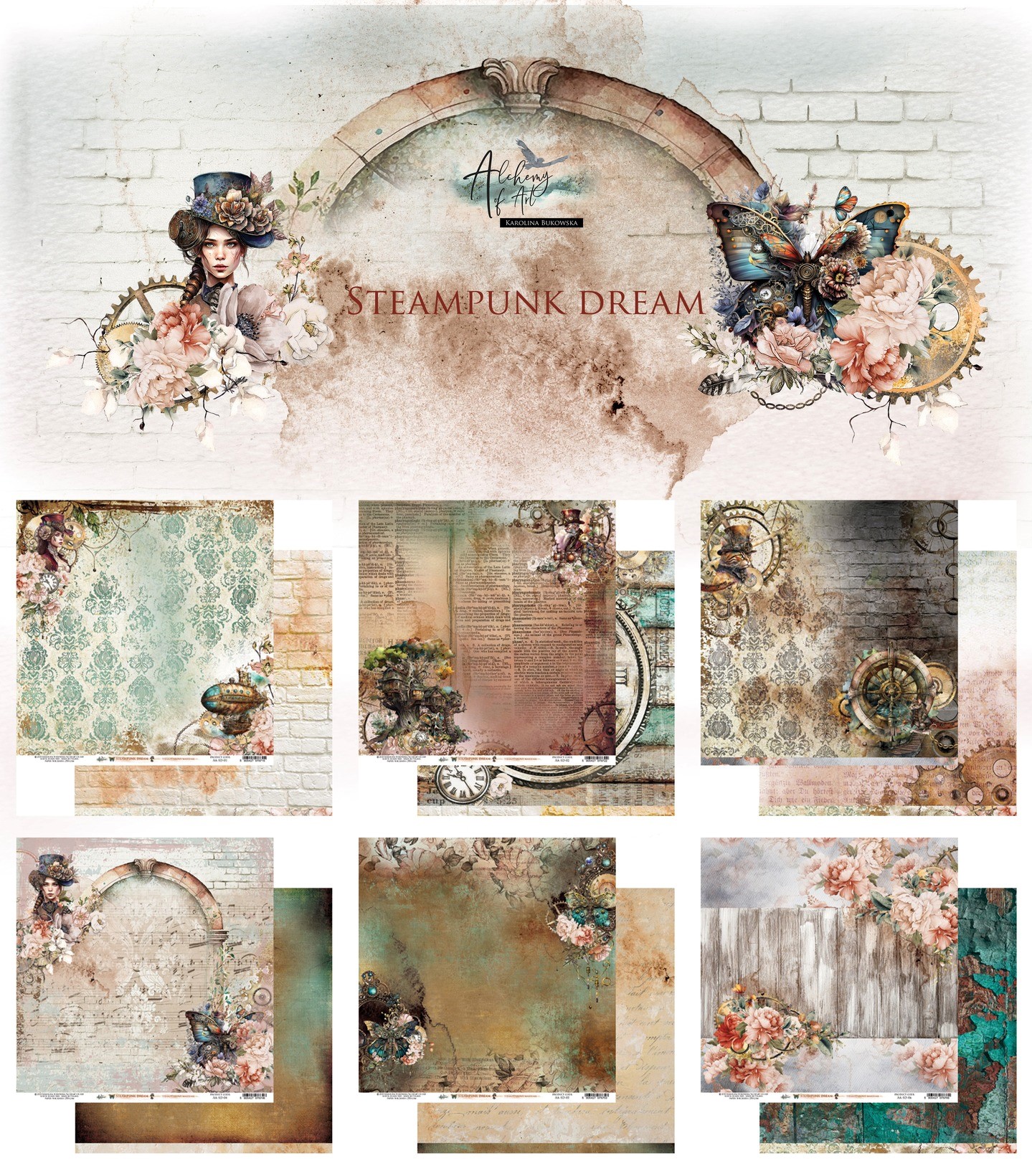 Alice in Wonderland Paper Pad 12x12, Diy Scrapbook Kits for Adults, Steam  Punk Paper, Scrapmir Time to Dream Collection, Scrapbooking Set -   Finland